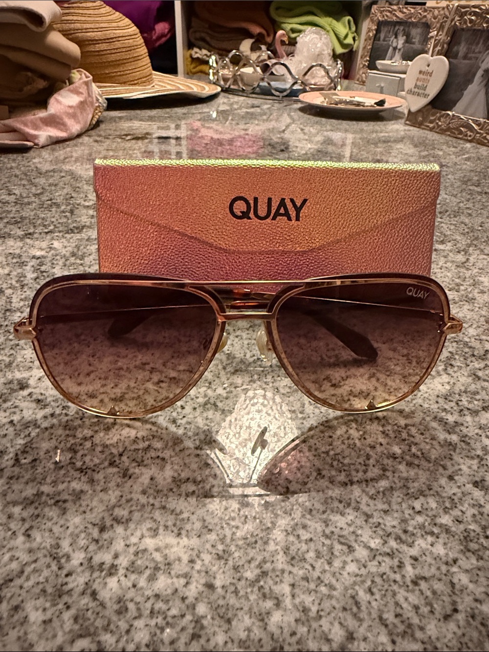 Quay Australia Brown Gradient Aviator Sunglasses